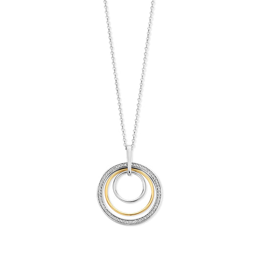Naiomy zilveren ketting dames bicolor cirkel hanger N6ID57
