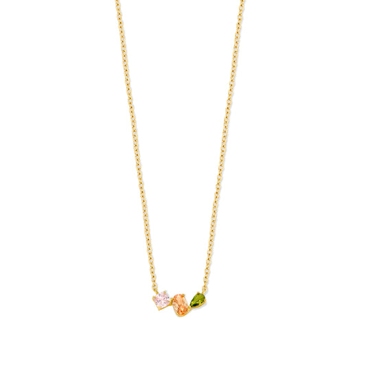 Naiomy zilveren ketting dames goud verguld triple stone N6E64