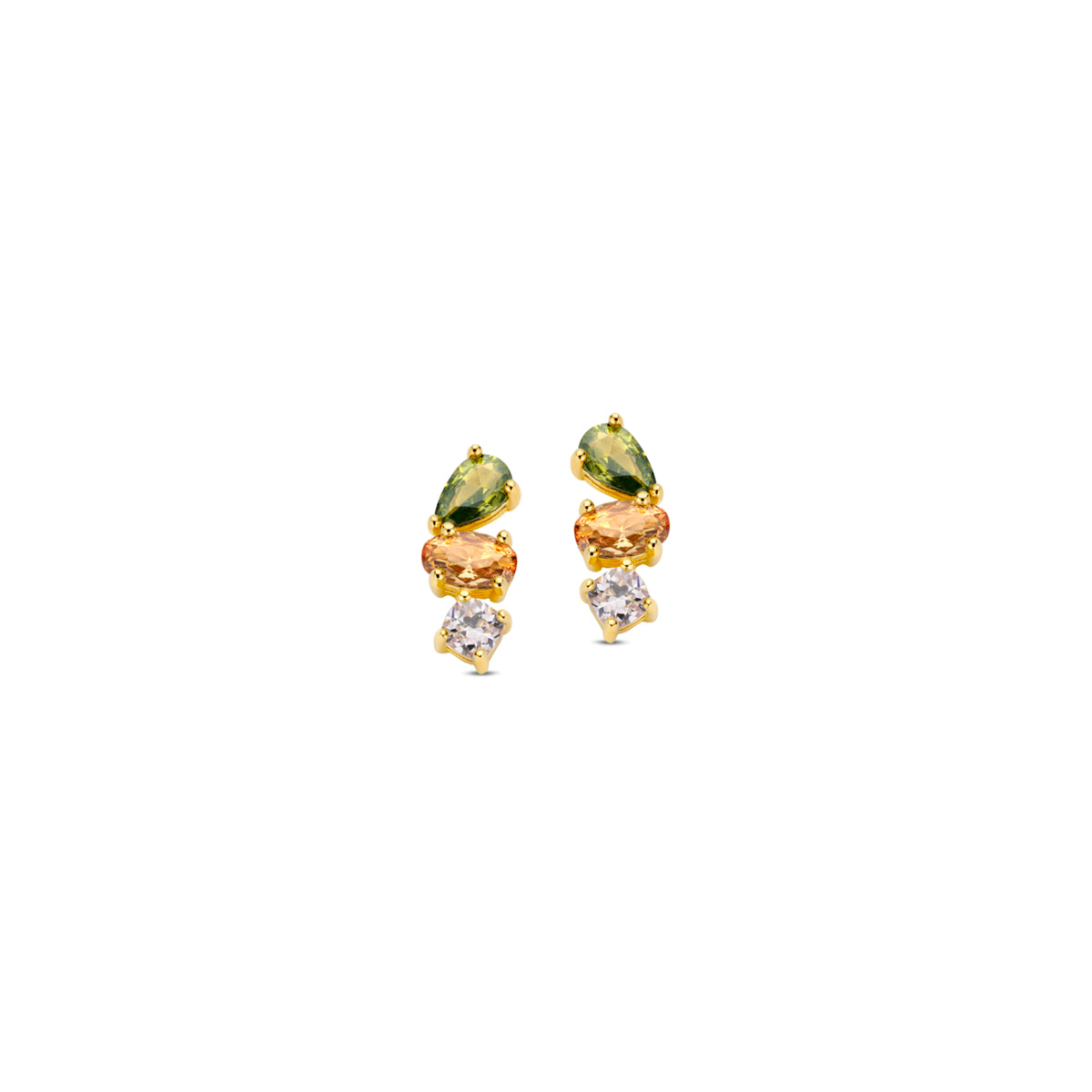 Naiomy vergulde zilveren oorbellen triple stone N6E65