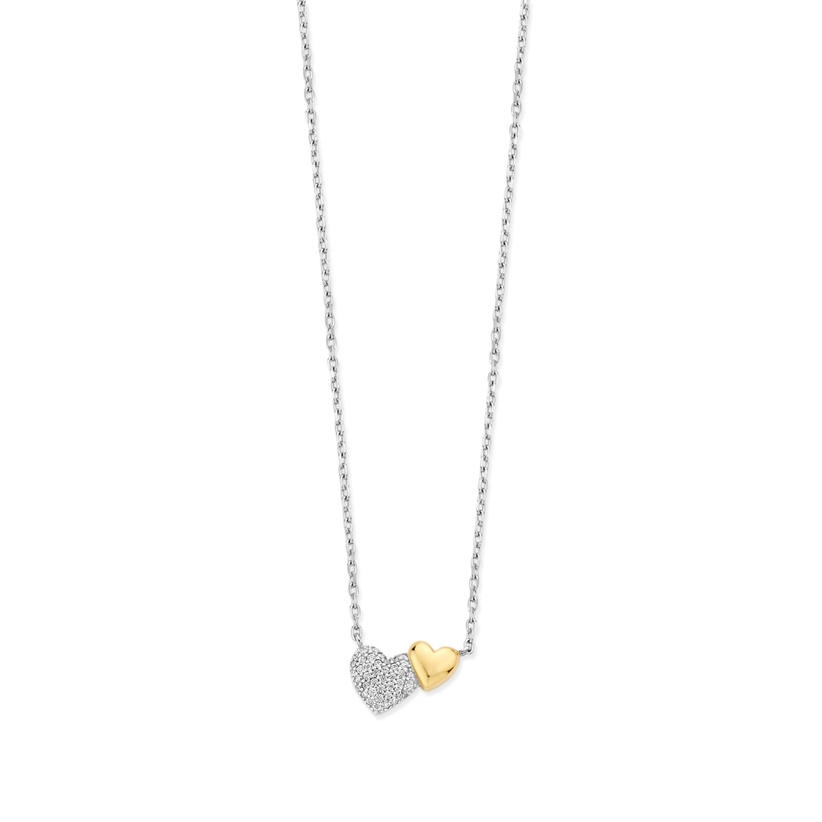 Naiomy zilveren ketting dames dubbel bicolor hartje N6I70