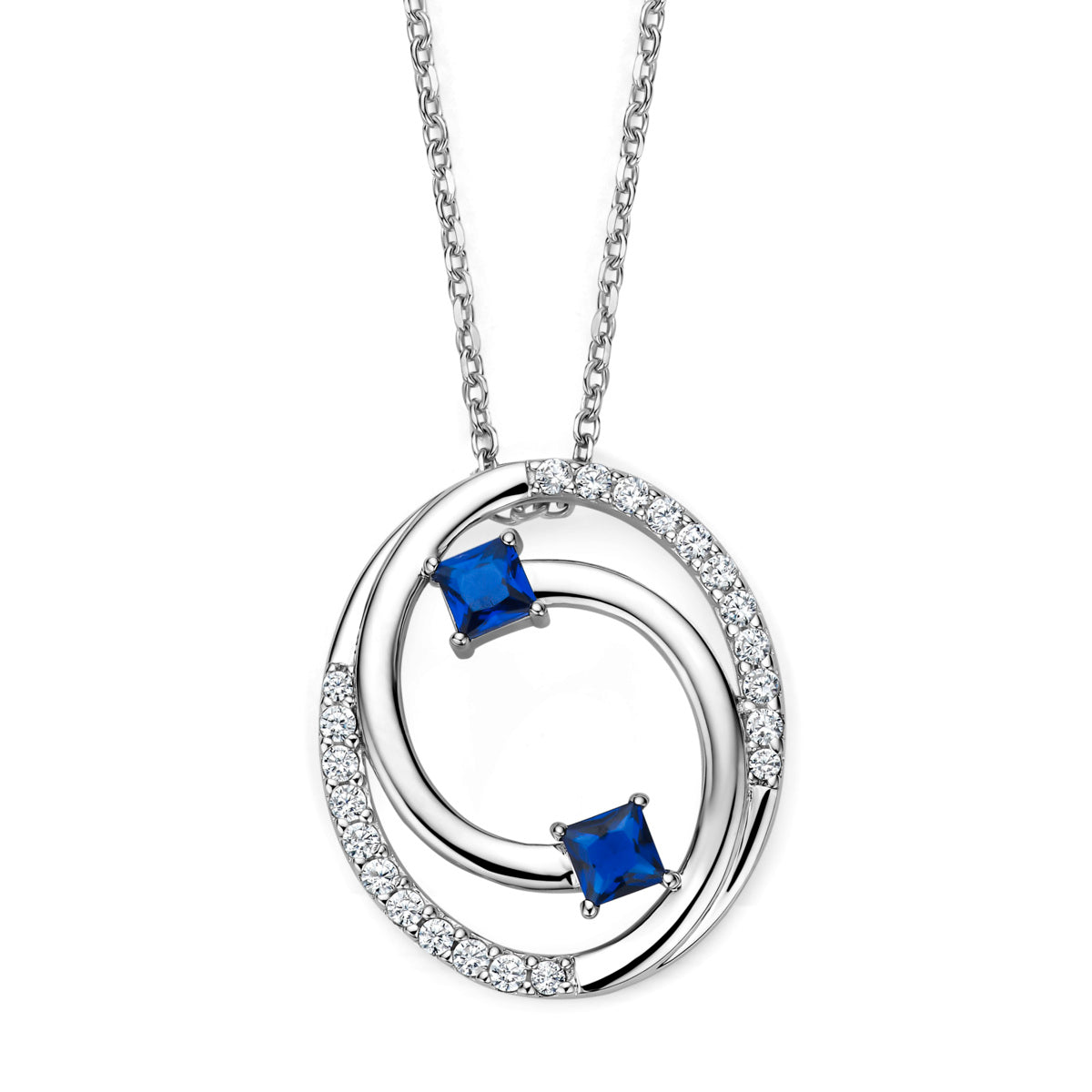 Naiomy zilveren ketting open cirkel blauw N6O60