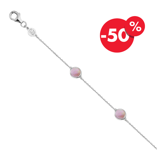 Naiomy Moments zilveren Armband met Roze Parelmoer B9M06
