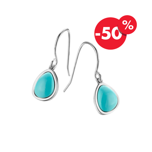 Naiomy Moments zilveren Oorbellen met Synthetische turquoise steen B8J06
