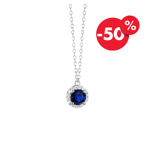 Naiomy Moments zilveren ketting blauwe hanger B8M07