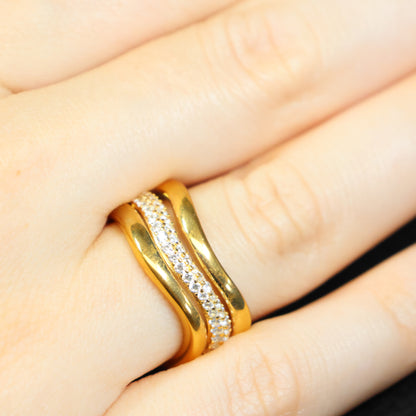 Naiomy Silver zilveren Bicolor ring met zirconia steen N4P51