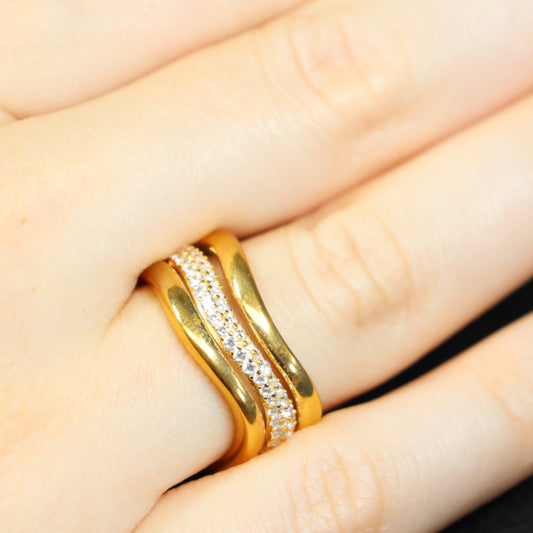 Naiomy Silver zilveren Bicolor ring met zirconia steen N4P51