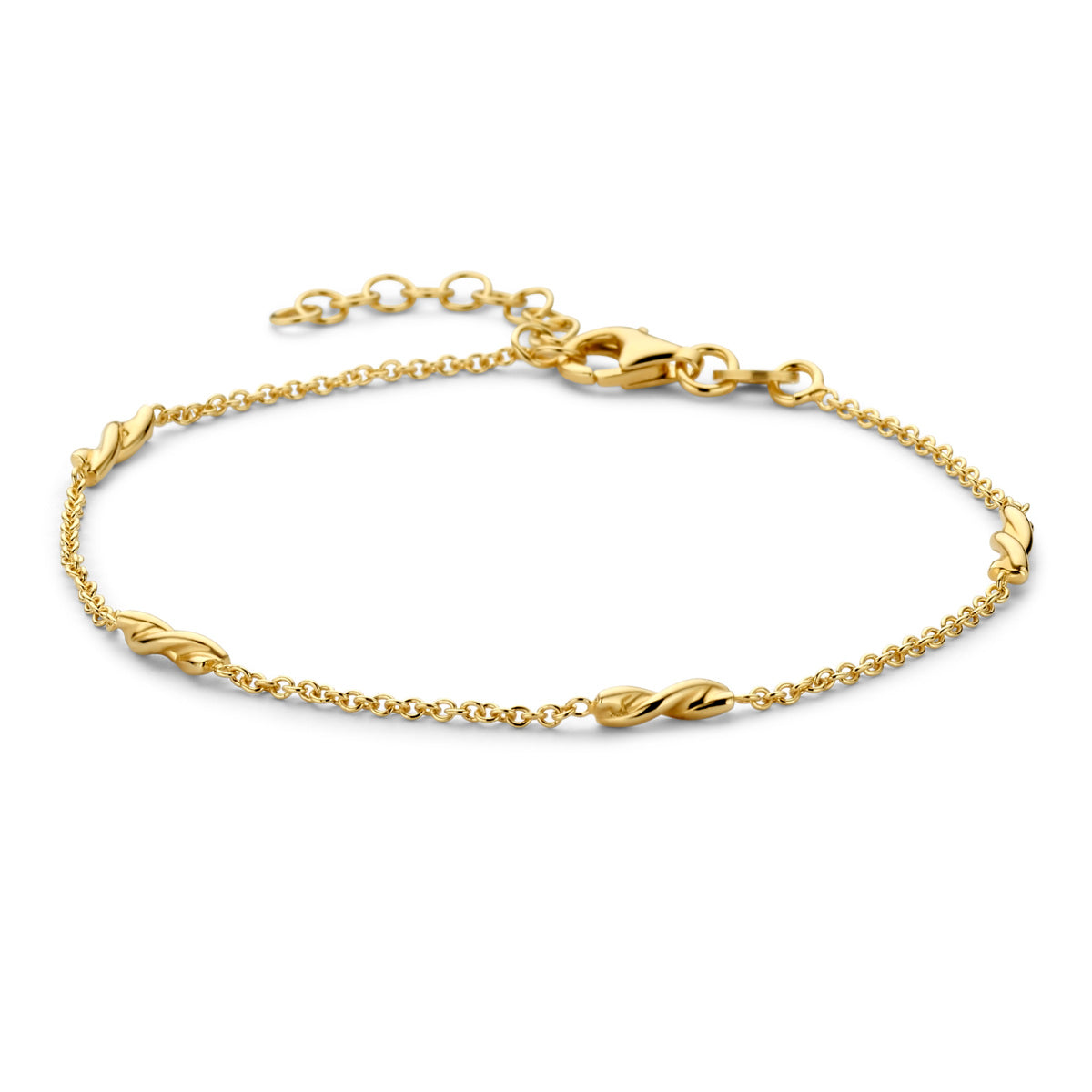 Naiomy geelgoud vergulde armband gedraaide schakels 17-20cm N6U56