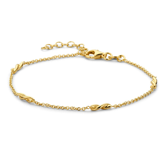 Naiomy geelgoud vergulde armband gedraaide schakels 17-20cm N6U56
