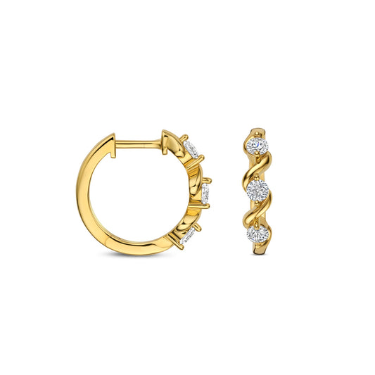 Naiomy geelgoud vergulde zilveren oorbellen swirl triple stone N6Q57