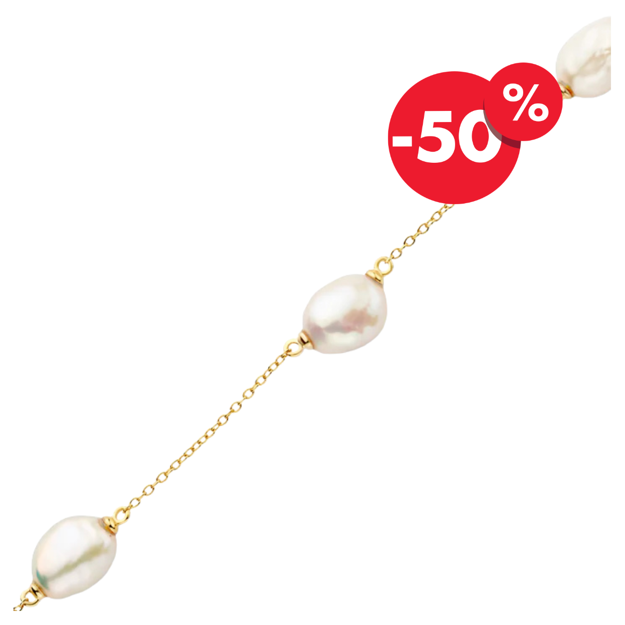 Naiomy vergulde zilveren armband met Parels B0I04
