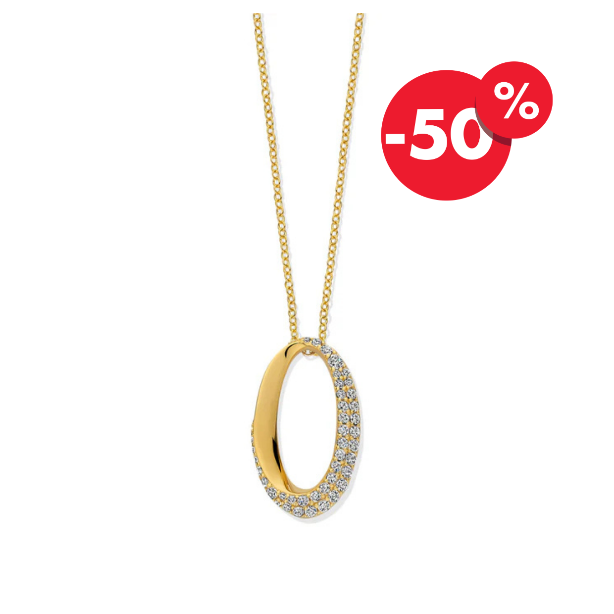 Naiomy vergulde zilveren ketting dames ovaal zirconia N4P78
