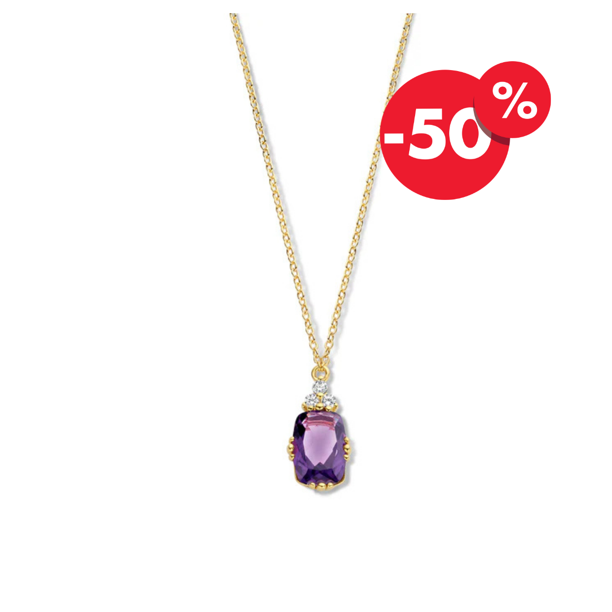 Naiomy vergulde zilveren ketting dames paarse baguette steen hanger N2S56