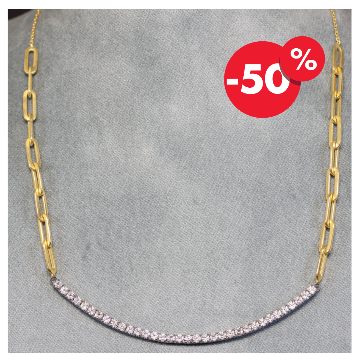 Naiomy vergulde zilveren ketting dames schakels statement zirconia N1W54