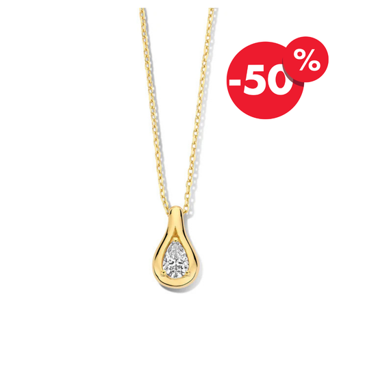 Naiomy vergulde zilveren ketting dames zirconia druppel N4R64