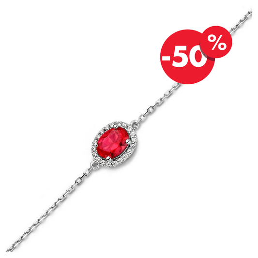 Naiomy zilveren armband royal red zirconia steen N8C30