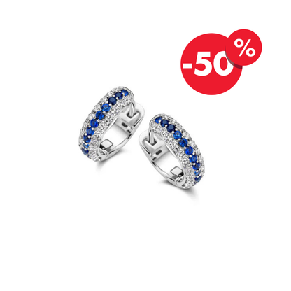 Naiomy zilveren creolen royal blue zirconia N3U65