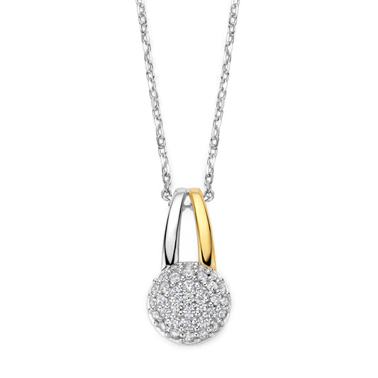 Naiomy zilveren ketting dames bicolor cirkel N6P61