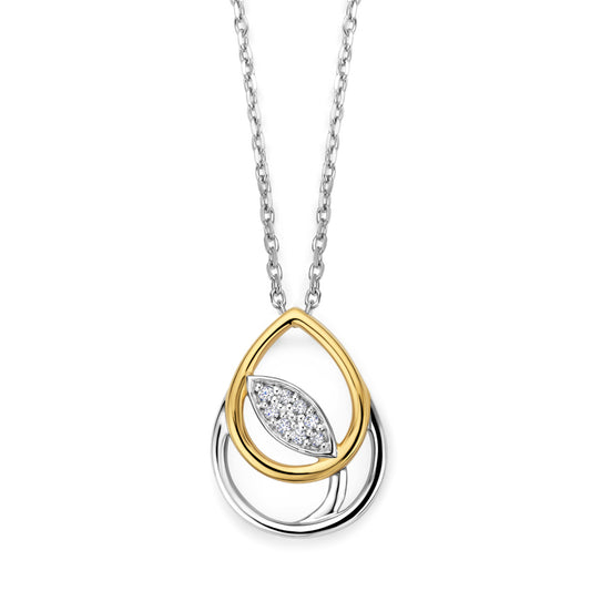 Naiomy zilveren ketting dames bicolor druppel N6P65