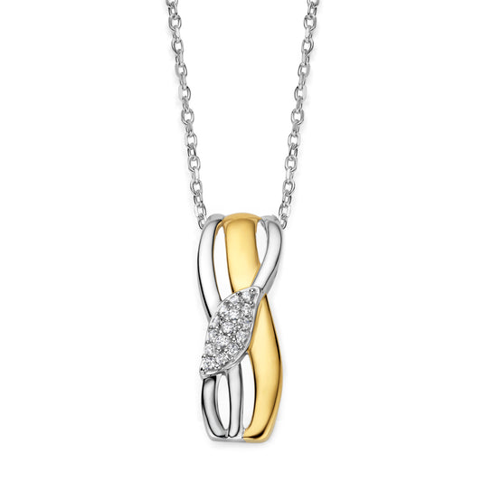 Naiomy zilveren ketting dames bicolor hanger N6P58
