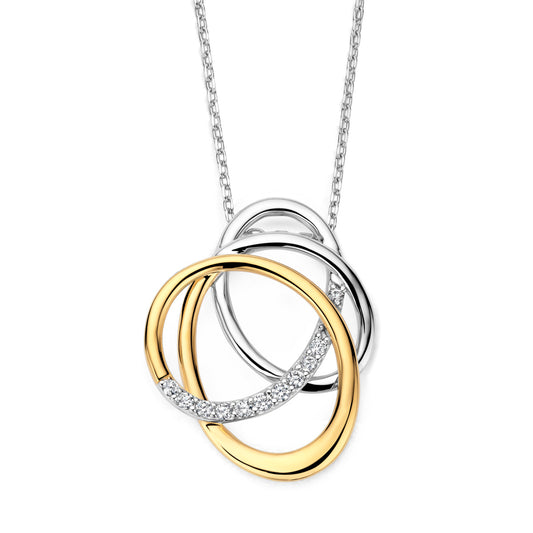Naiomy zilveren ketting dames bicolor knoop N6P52