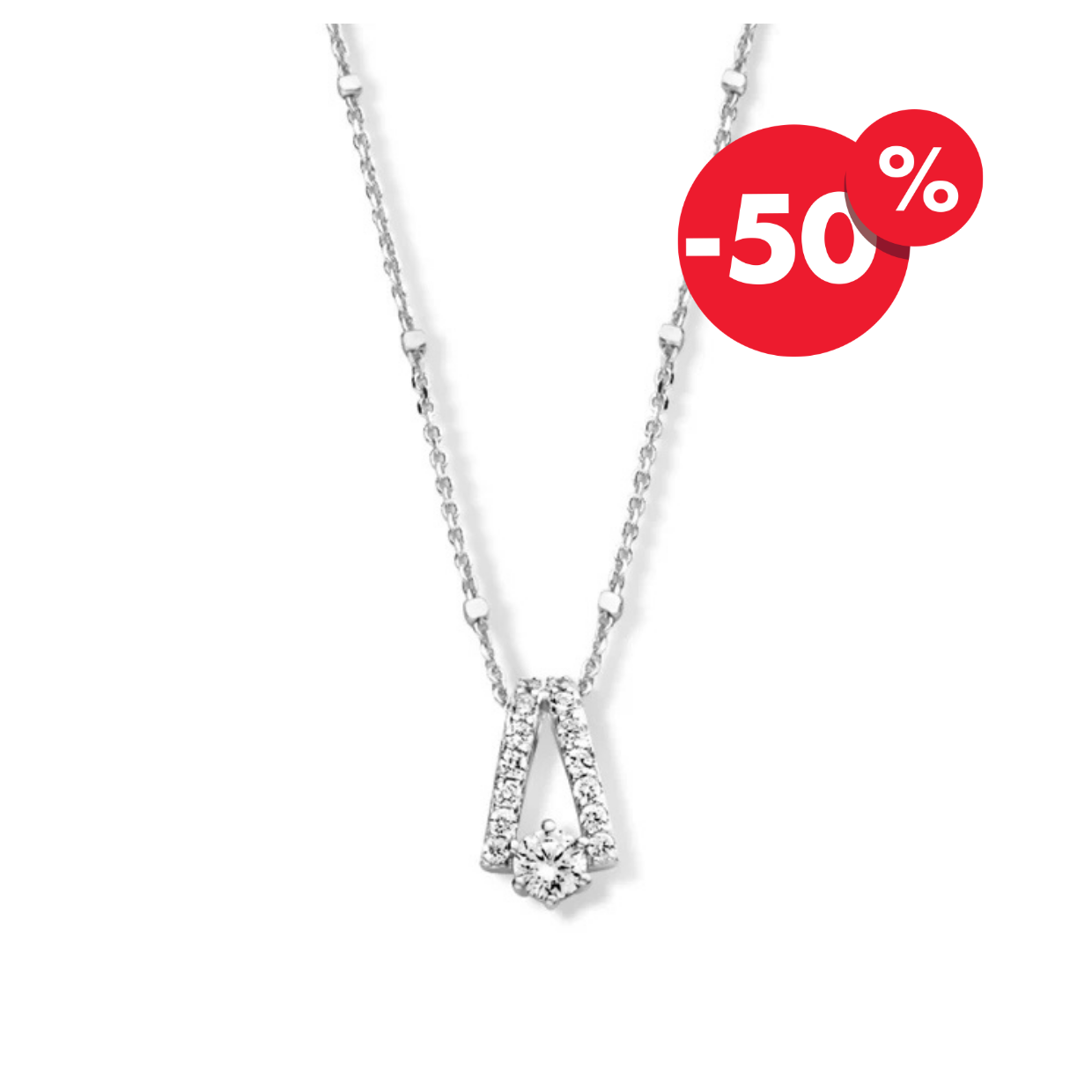 Naiomy zilveren ketting dames driehoek zirconia gala hanger N1F55