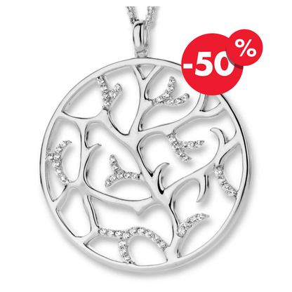 Naiomy zilveren ketting dames grote levensboom hanger N5H01