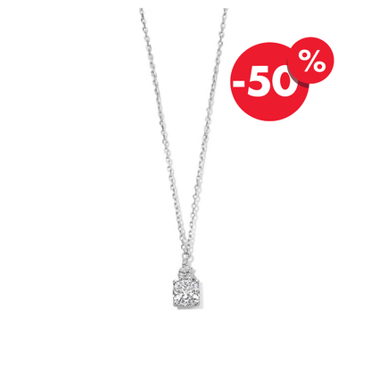 Naiomy zilveren ketting dames klein vierkante zirconia hanger N3Y55