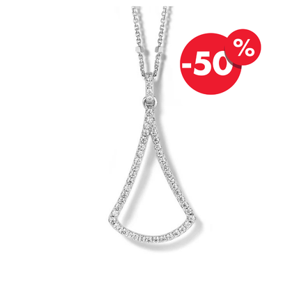Naiomy zilveren ketting dames lange driehoek hanger N7A12