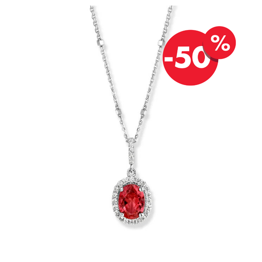 Naiomy zilveren ketting dames royal red zirconia hanger N8C28