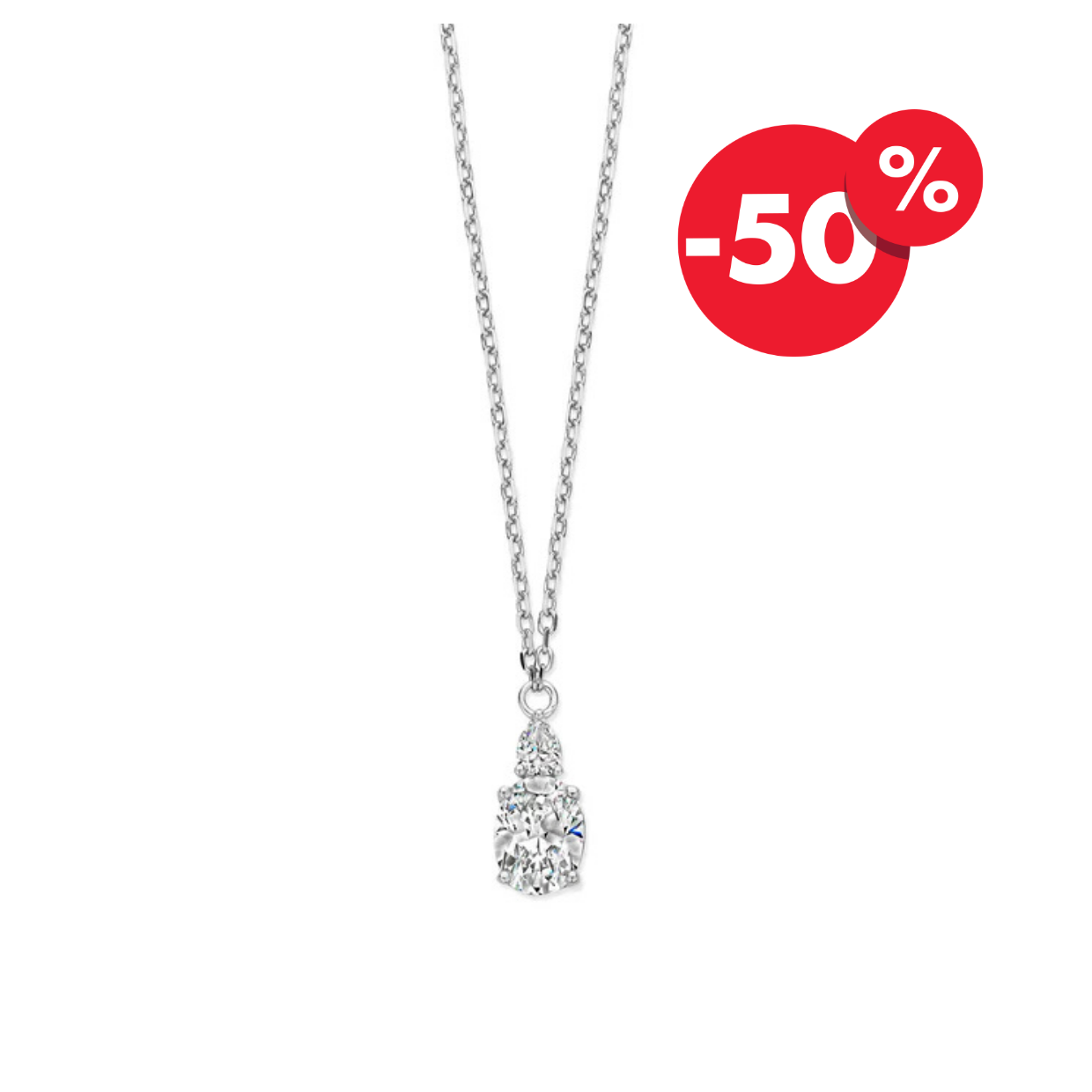 Naiomy zilveren ketting dames subtiel dubbele zirconia hanger N4R52