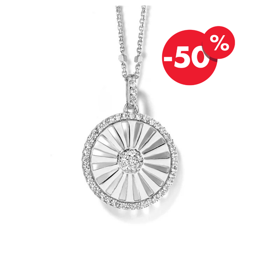Naiomy zilveren ketting dames sunburst hanger N7K05