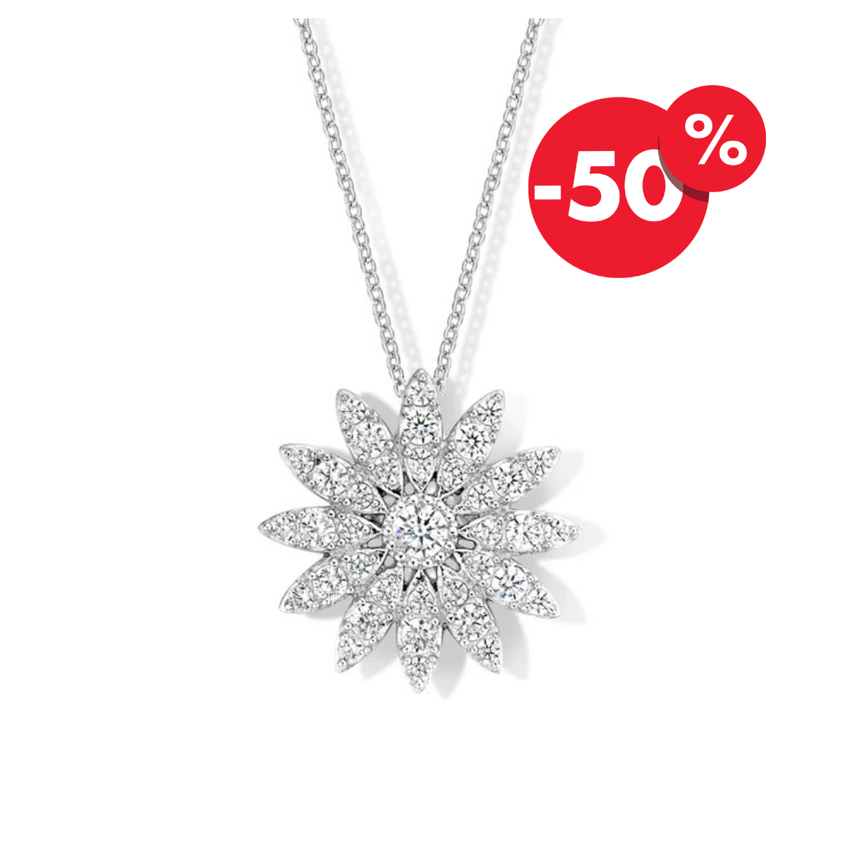 Naiomy zilveren ketting dames sunflower zirconia hanger N0F52