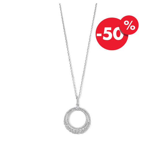 Naiomy zilveren ketting dames zirconia iced cirkel hanger N3T56