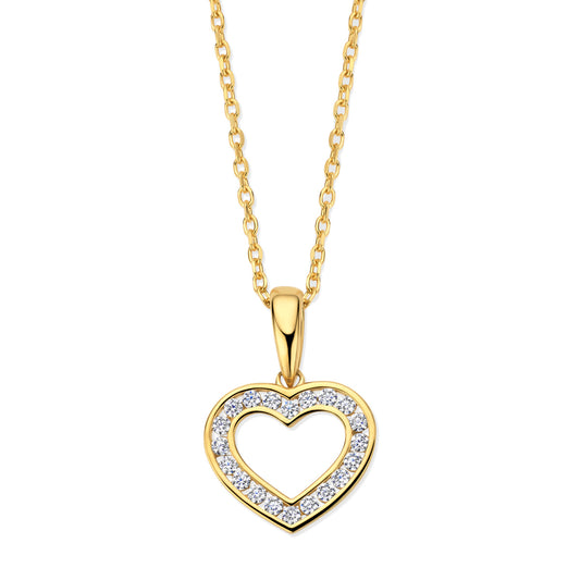 Naiomy zilveren ketting geelgoud verguld hart N6P74