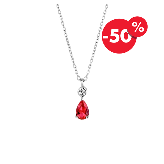 Naiomy zilveren ketting royal red hanger B8N08