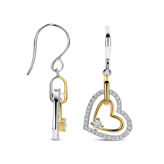 Naiomy zilveren oorbellen bicolor hart silhouette N6P70