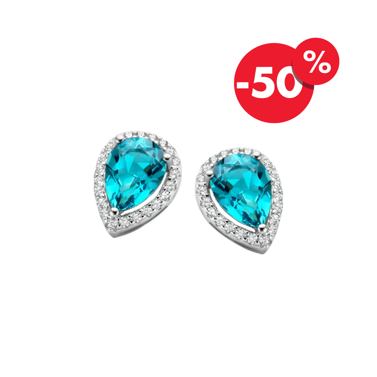 Naiomy zilveren oorbellen ice blue zirconia N1M53