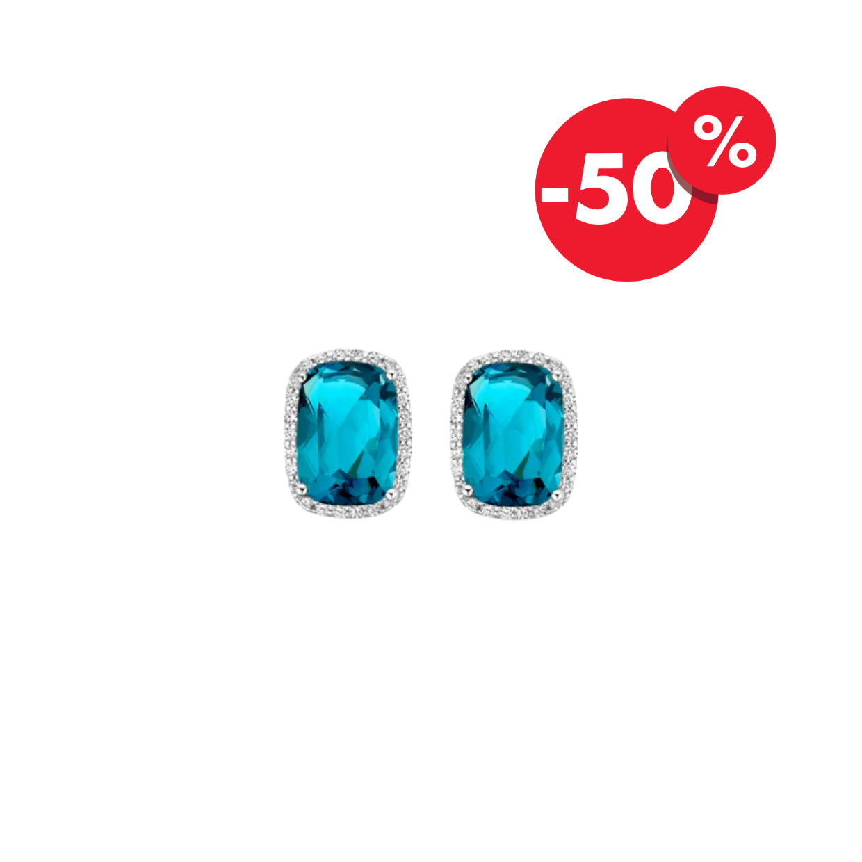 Naiomy zilveren oorbellen square ice blue zirconia N2C53