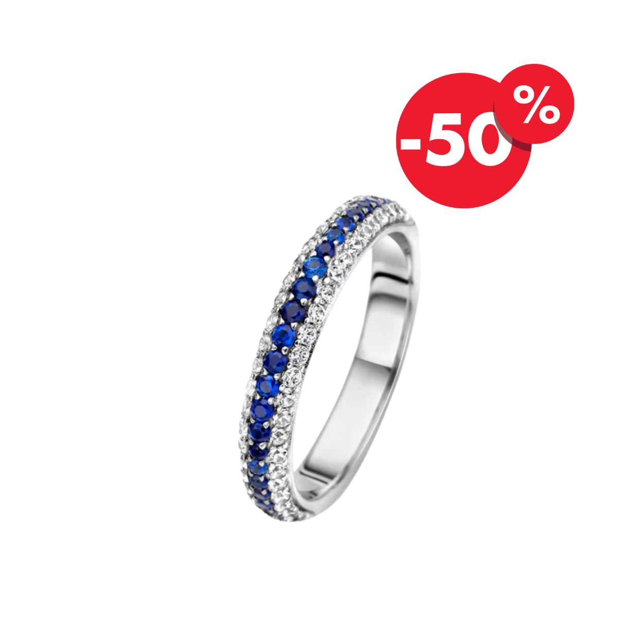 Naiomy zilveren ring Blauwe zirconia band N3U63 maat 54