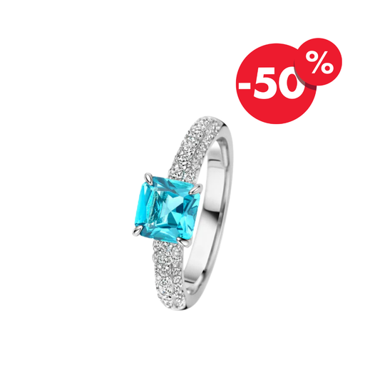 Naiomy zilveren ring ice blue zirconia steen N4F54 maat 54