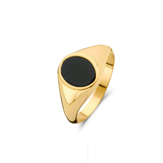 New Life zegelring 18kt met onyx pepiet cachet 0A015O