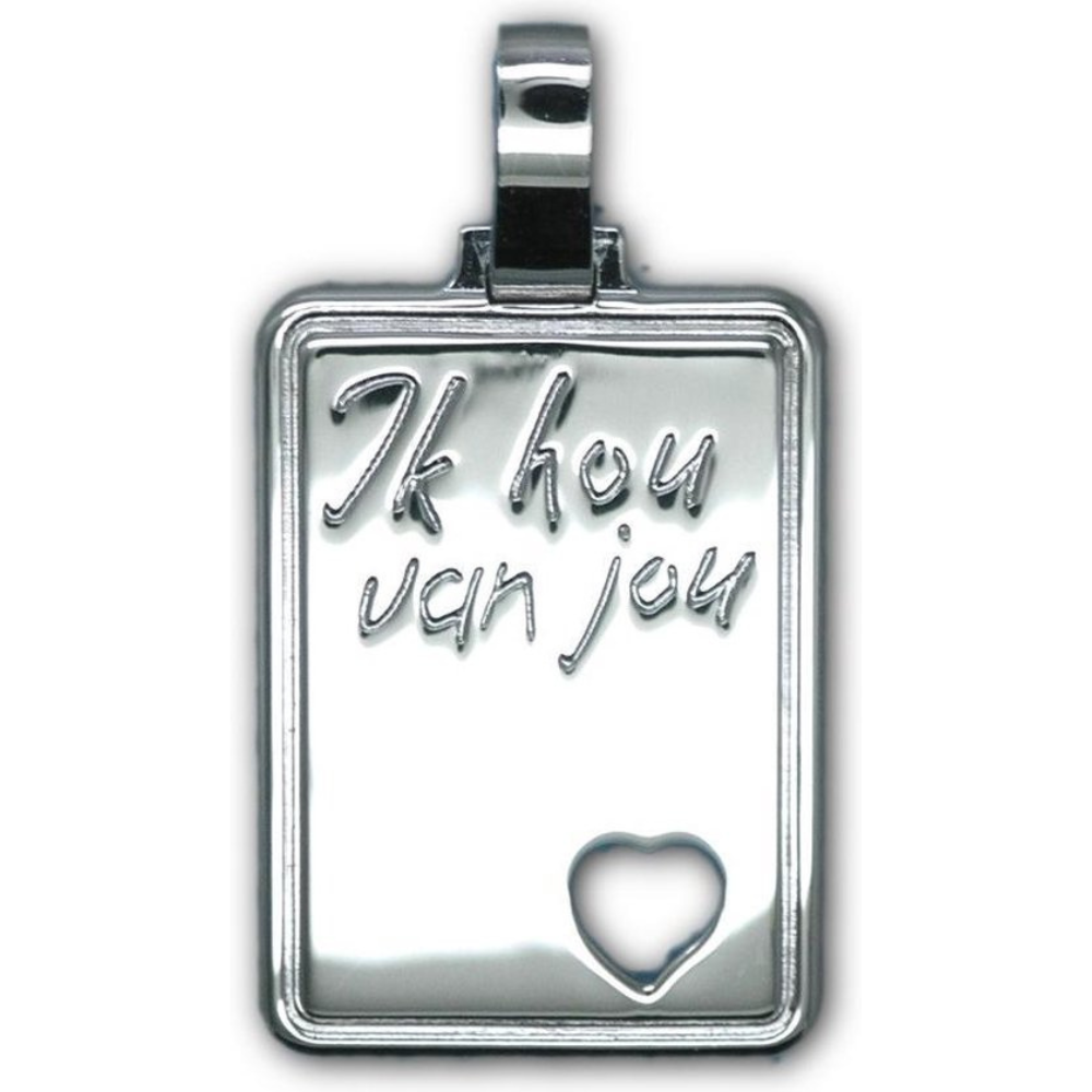 Tresor zilveren hanger plaatje "ik hou van jou" open hart B161N