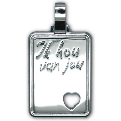 Tresor zilveren hanger plaatje "ik hou van jou" open hart B161N
