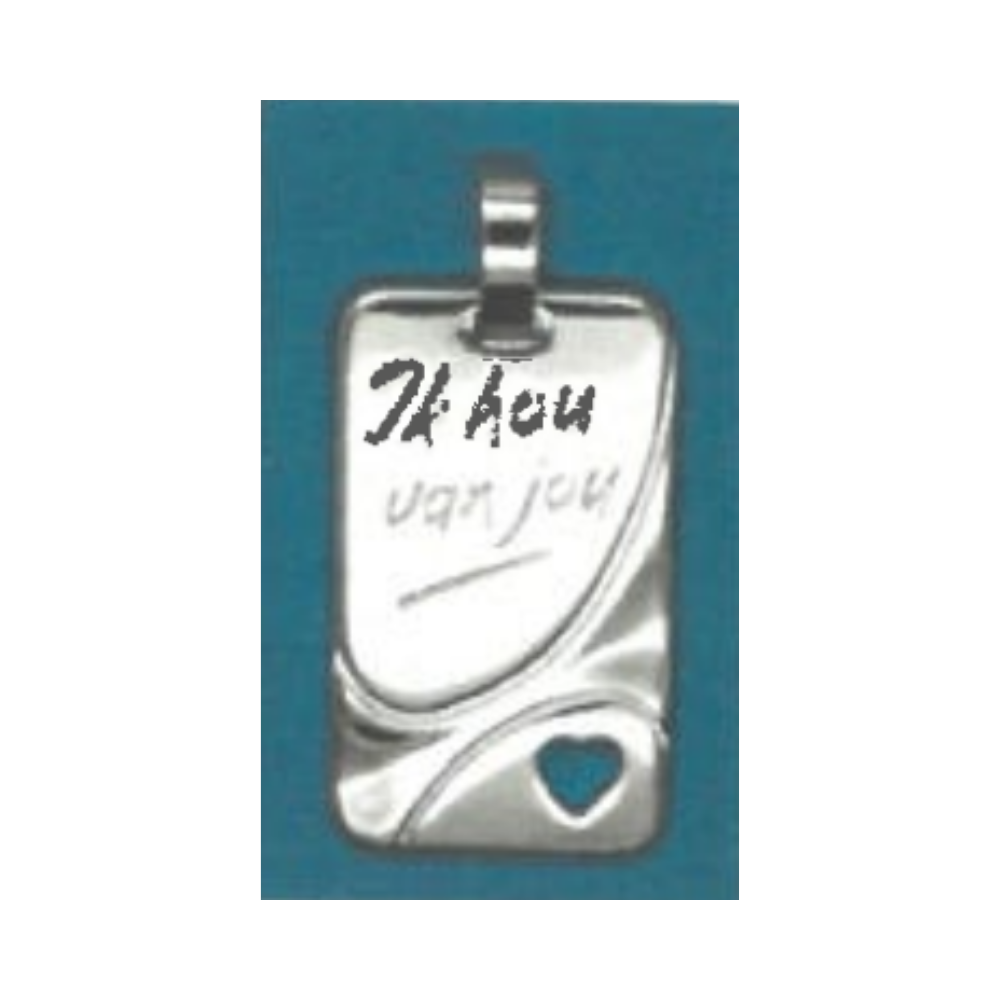 Tresor zilveren hanger "ik hou van jou" plaatje glans B163N