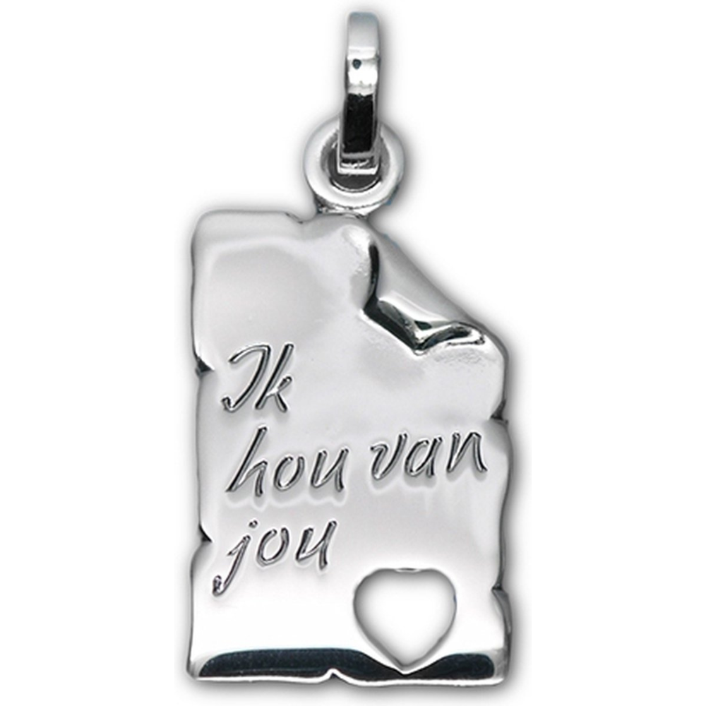 Tresor zilveren hanger perkament plaatje "ik hou van jou" B303N