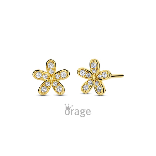 Orage kids oorbellen geel goud vergulde bloem O/6715