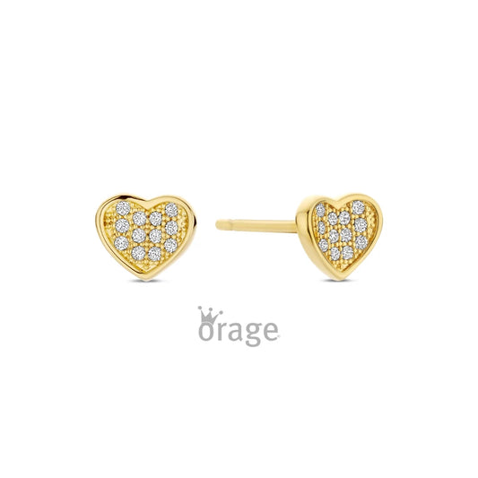 Orage kids oorbellen geelgoud verguld hartje O/6571