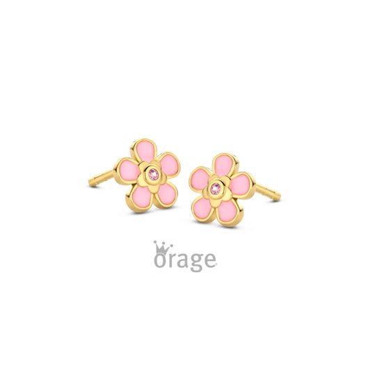 Orage kids oorbellen geelgoud vergulde bloem O/2989/A