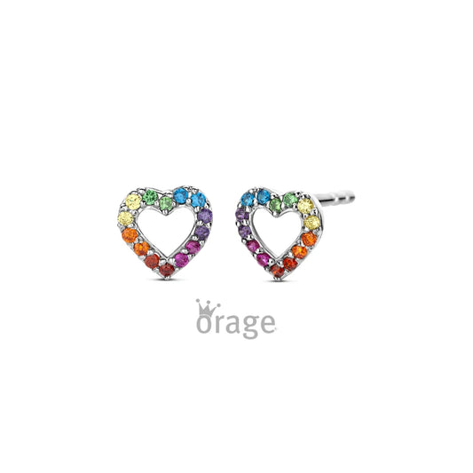 Orage kids oorbellen kleurrijk hartje O/4968/A