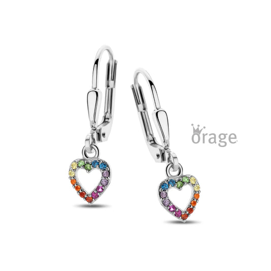 Orage kids oorbellen kleurrijk hartje oorslingers O/4969/A